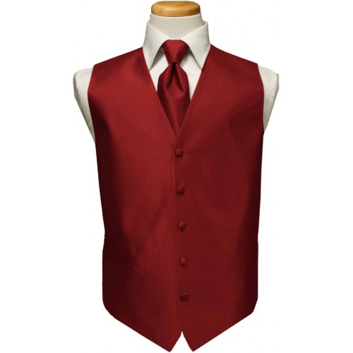 Traditional Tuxedo Vests : Custom Color Herringbone Vest and Tie Set