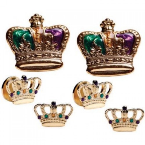 Mardi Gras Colored Crowns Cufflinks and Studs